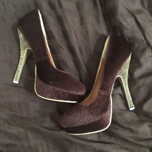 Brown Pumps w/ Gold heel